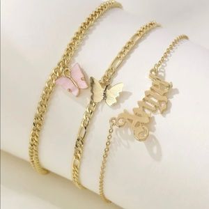 3pcs Butterfly Decor Chain Anklet
